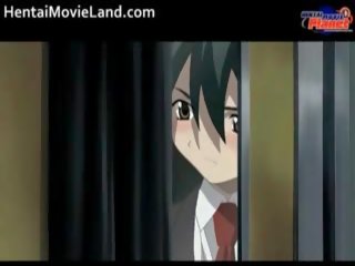 Nevinný anime mladý žena fouká tuhý part2