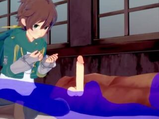 Konosuba yaoi - kazuma broche com ejaculações em sua boca - japonesa asiática mangá anime jogo sexo clipe homossexual